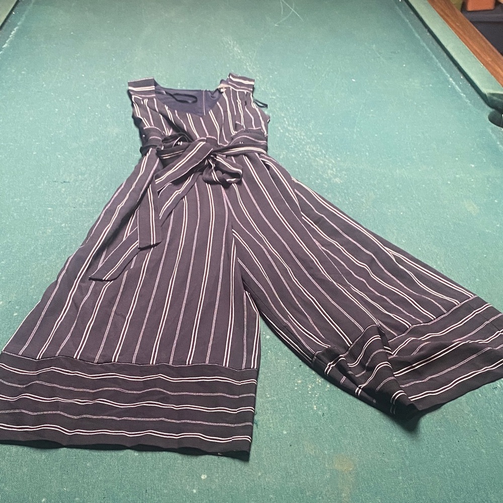 Jessica Howard Navy and White Striped Jumpsuit